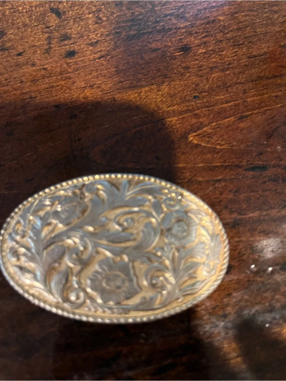 Men's Oval Floral Engraved Belt Buckle - Gold